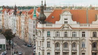 European city with white buildings